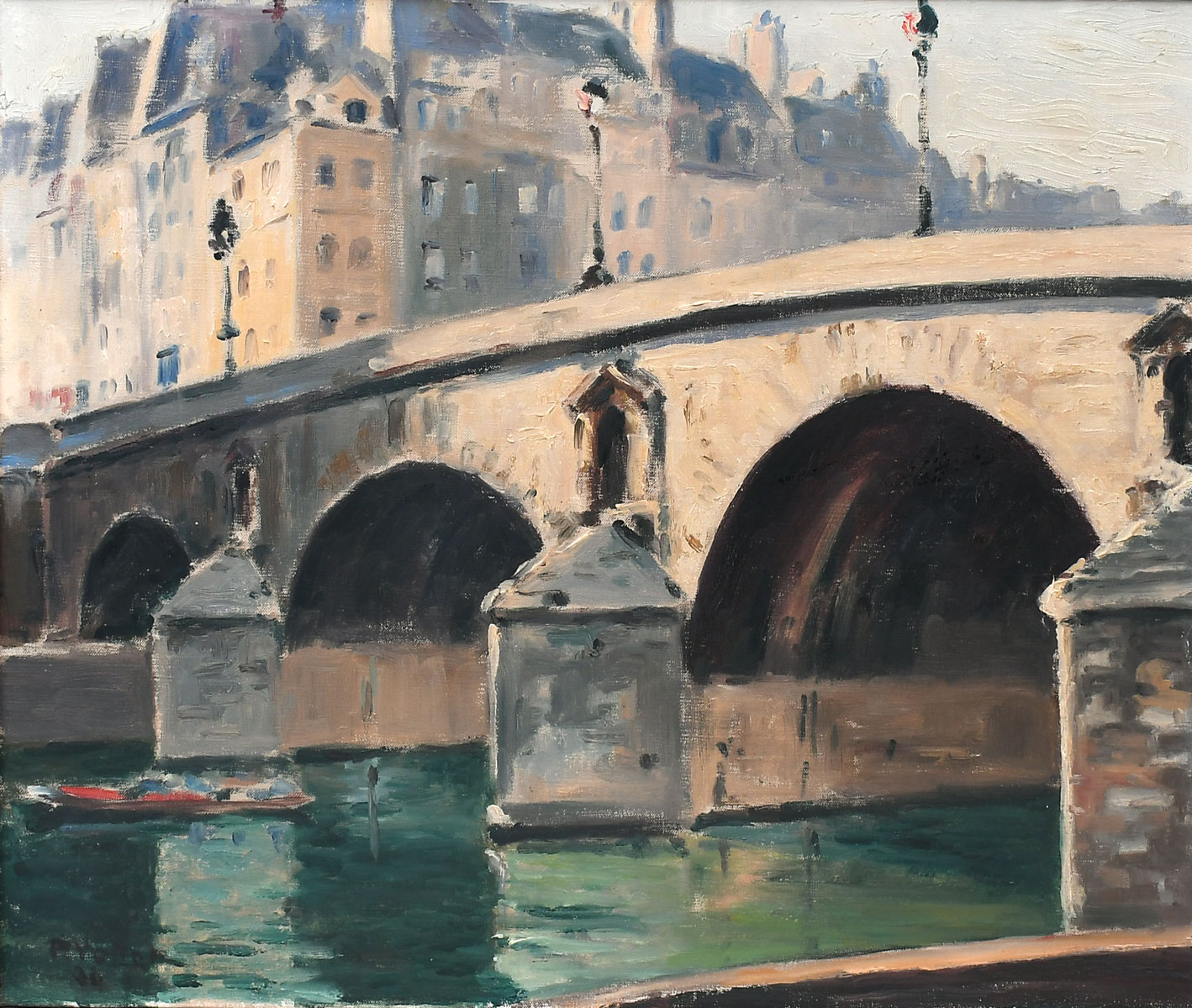 Appraisal: 's IMPRESSIONIST PAINTING OF THE SEINE PARIS Oil Canvas ''