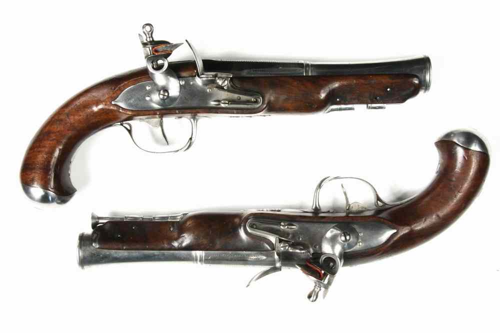 Appraisal: PAIR NAVAL BOARDING FLINTLOCK PISTOLS - Pair Late th c