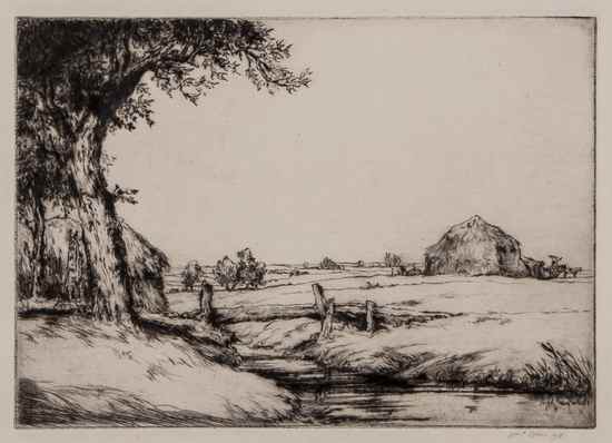 Appraisal: Robbins William Palmer Haystack etching with drypoint signed and dated