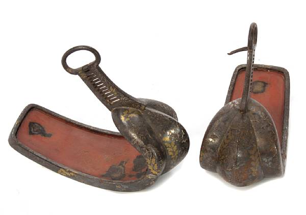 Appraisal: A pair of Japanese Abumi inlaid stirrups length in