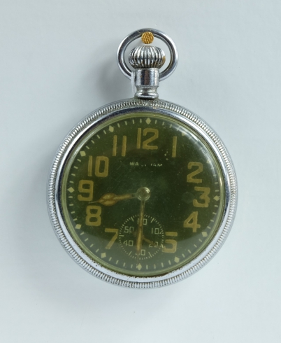 Appraisal: Waltham Military pocket watch with black dial marked to the