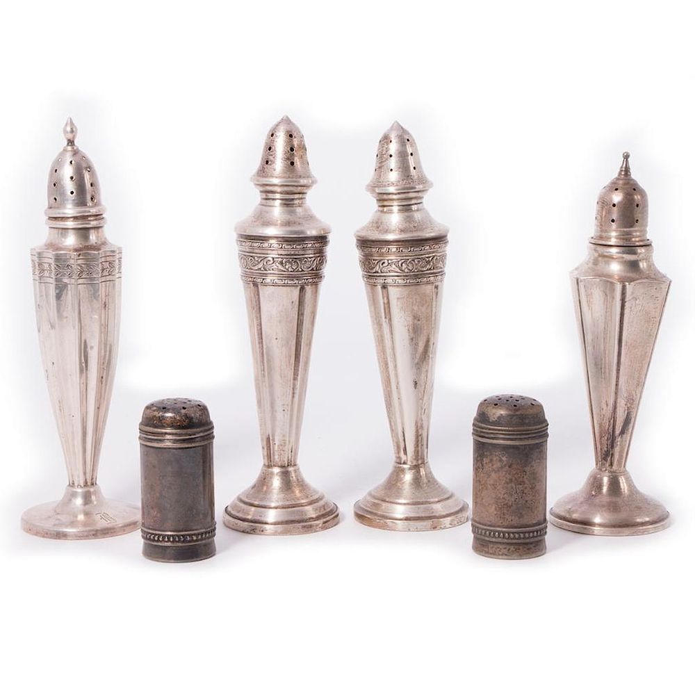 Appraisal: Two Pairs of Sterling Shakers and Two Single Sterling Shakers