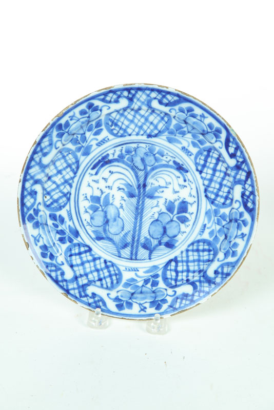 Appraisal: DELFT PLATE Probably Netherlands early th century Tin glaze with