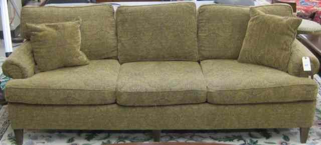 Appraisal: TRADITIONAL STYLE BROWN SOFA Bassett Furniture Co Approximate overall length