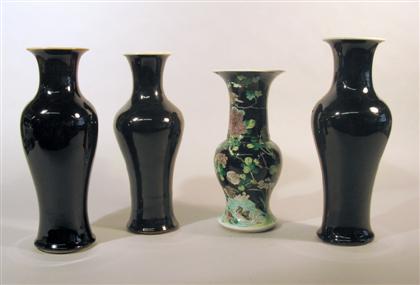 Appraisal: Four Chinese porcelain vases qing dynasty Comprised of three black