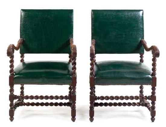 Appraisal: Sale Lot A Pair of Henry II Style Open Armchairs