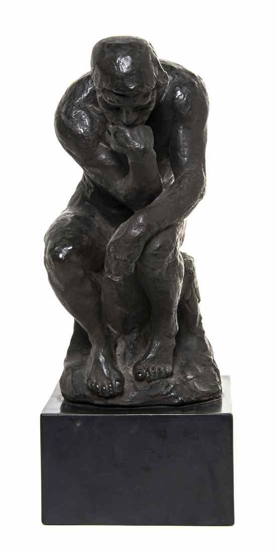 Appraisal: A Bronze Figure after Auguste Rodin The Thinker Height inches