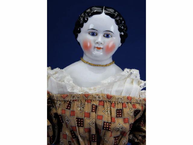 Appraisal: Rare China Lady with Glass Eyes Germany ca glazed porcelain