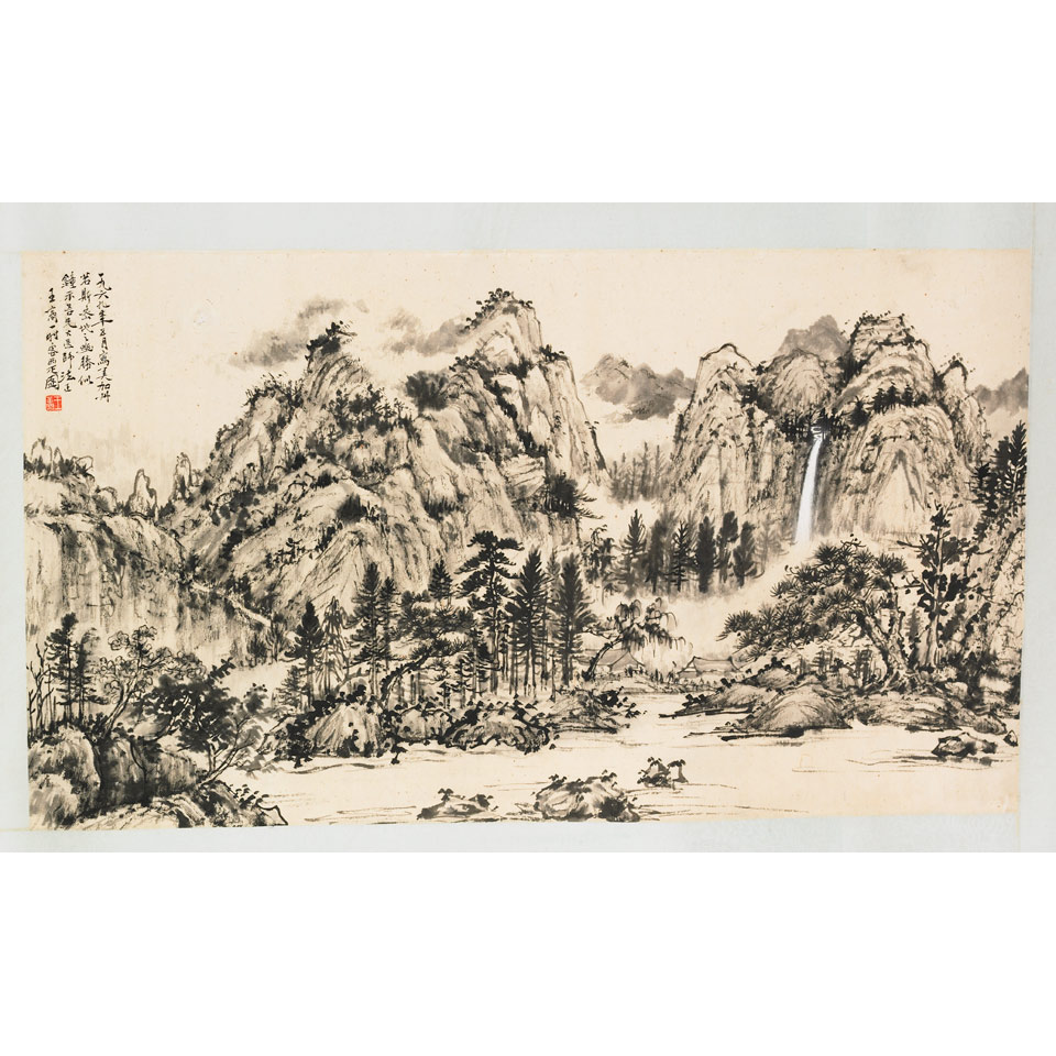 Appraisal: Chinese School SCROLL PAINTING OF YOSEMITE PARK Ink in paper