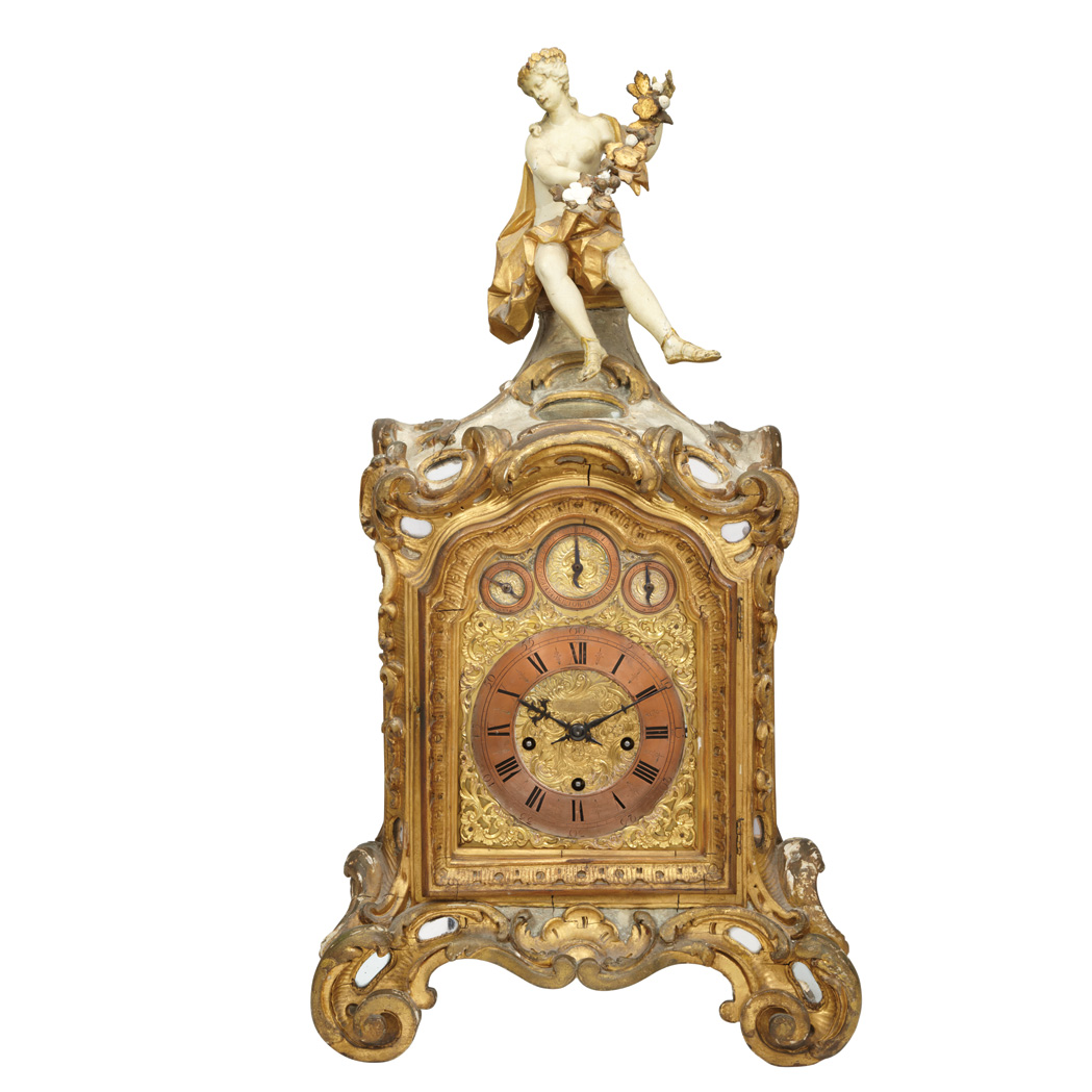 Appraisal: Continental Rococo Carved and Gilt-Wood Clock th th Century Crested