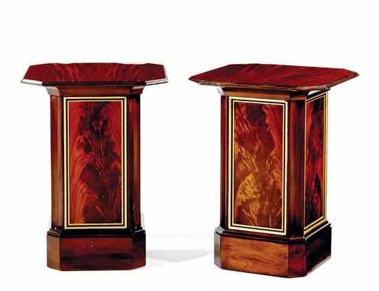 Appraisal: Pair M Craig mahogany bedside tables molded tops over pillars