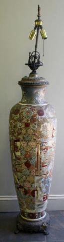 Appraisal: Large Asian Enameled Porcelain Vase as a Lamp Possibly Japanese