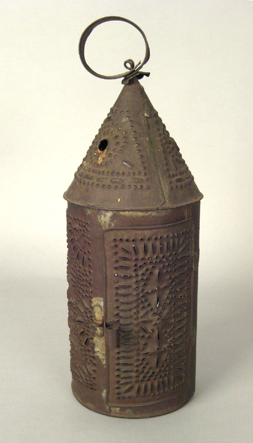 Appraisal: Patriotic punched tin lantern early th c inscribed Old Hicory