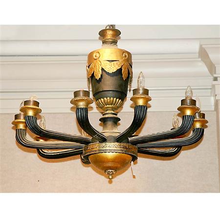 Appraisal: Italian Neoclassical Style Gilt and Patinated-Metal Ten-Light Chandelier Estimate -