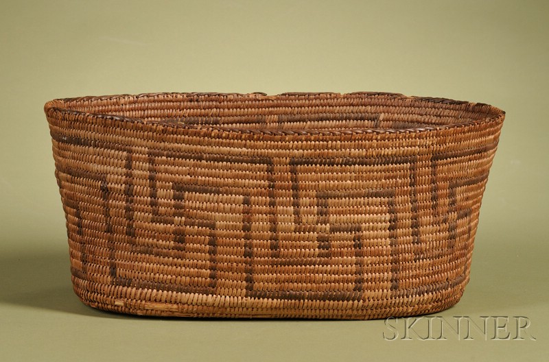 Appraisal: Native American Oval Basket Pima early th century woven with