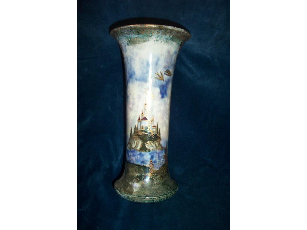 Appraisal: A cylindrical vase with flared neck and rim with lustred