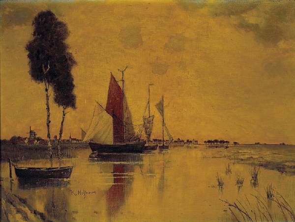 Appraisal: Karl Heffner German - Sailboats on the water with a