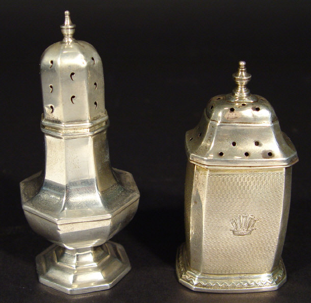 Appraisal: Two silver pepperettes one with engine turned decoration both Birmingham