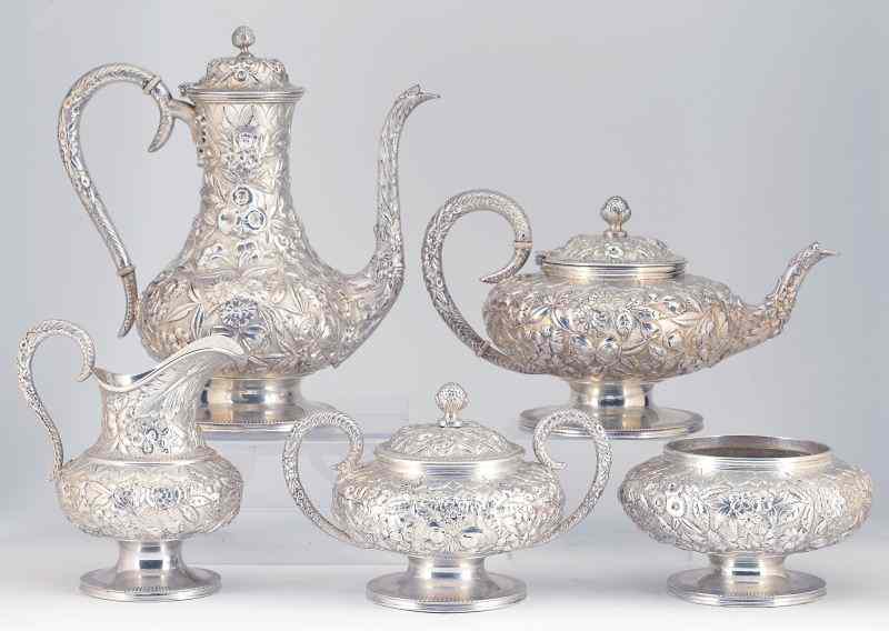 Appraisal: S Kirk Son ''Repousse'' Sterling Tea Coffee Setcirca five piece