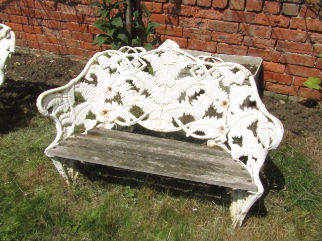 Appraisal: A cast iron garden bench in the Coalbrookdale fern pattern