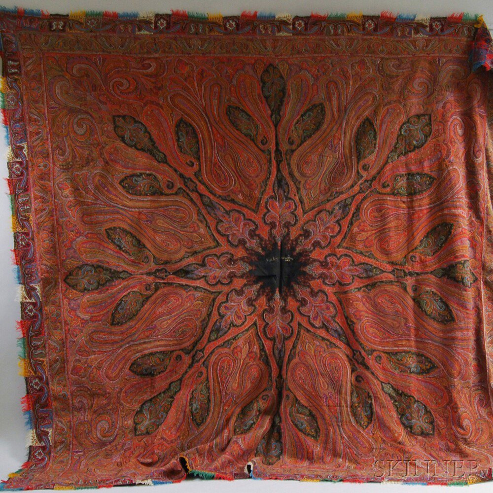 Appraisal: Kashmir Paisley Shawl with black multi-pointed star to center on