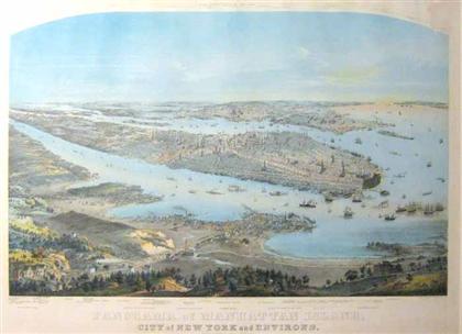 Appraisal: piece American Bird's-Eye City View Hand-Colored Lithograph Bornet John Panorama