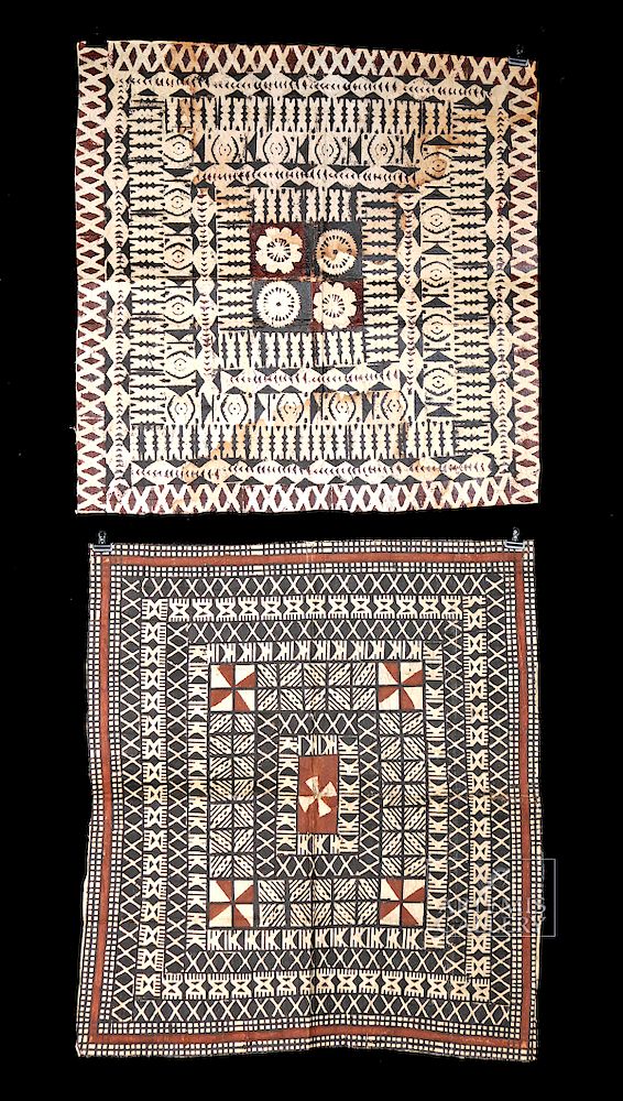 Appraisal: Two Vintage Pacific Islands Tapa Cloths - ca Pacific Islands