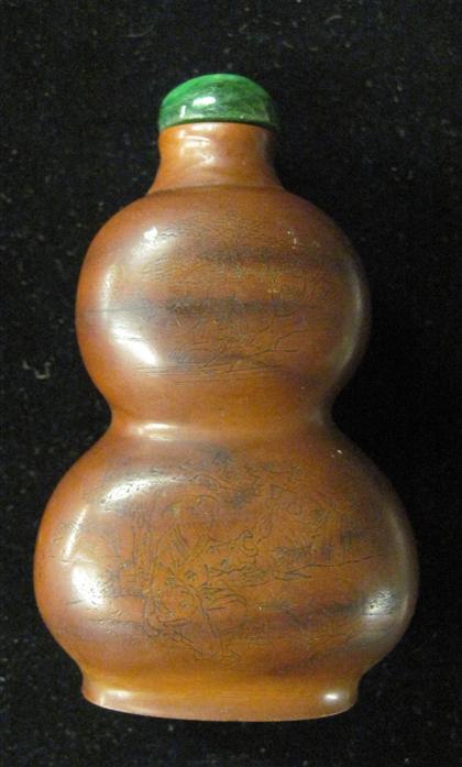 Appraisal: Fine and unusual Chinese carved boxwood snuff bottle th century