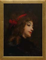 Appraisal: JULES ADOLPHE GOUPIL French - GIRL WITH RED RIBBON Oil