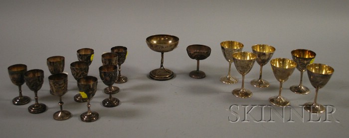 Appraisal: Eighteen Asian Silver Wine Glasses including a set of six