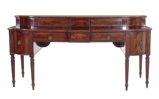 Appraisal: Regency mahogany bowfront sideboard circa superstructure with sliding doors conforming