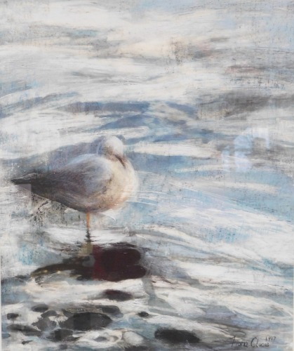 Appraisal: Fiona Clucas thC School Seagull in blue seascape signed and