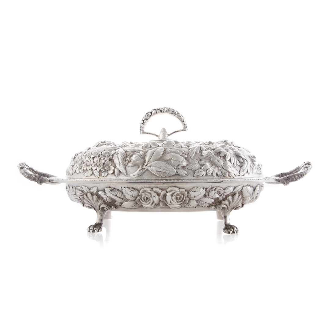 Appraisal: Stieff Rose repousse sterling serving dish cover hand chased rose