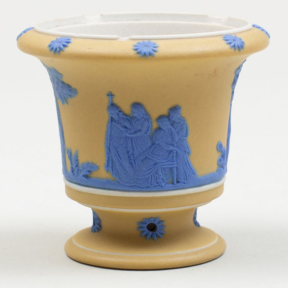 Appraisal: Wedgwood Three Color Jasperware Miniature Vase Impressed mark decorated with