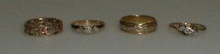 Appraisal: Four stone set ct gold rings