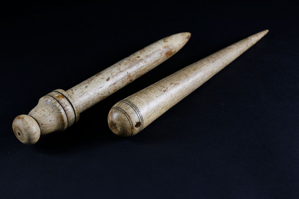 Appraisal: Two Whaler Made Whalebone Tools circa Two Whaler Made Whalebone