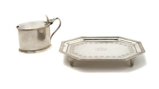 Appraisal: An English Sterling Silver Mustard Pot and Teapot Stand Height