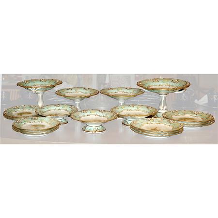 Appraisal: English Landscape and Gilt Decorated Porcelain Dessert Service Estimate -