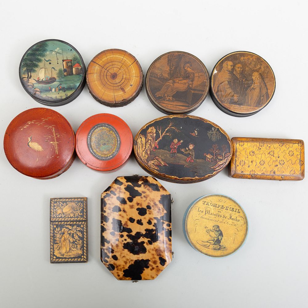 Appraisal: Goup of Eight Snuff Boxes a Vanity Case and a