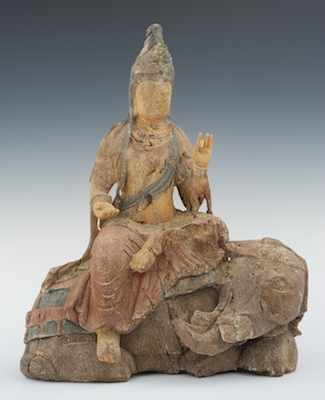 Appraisal: A Carved And Painted Sculpture Of Buddha Elephant Chinese Carved