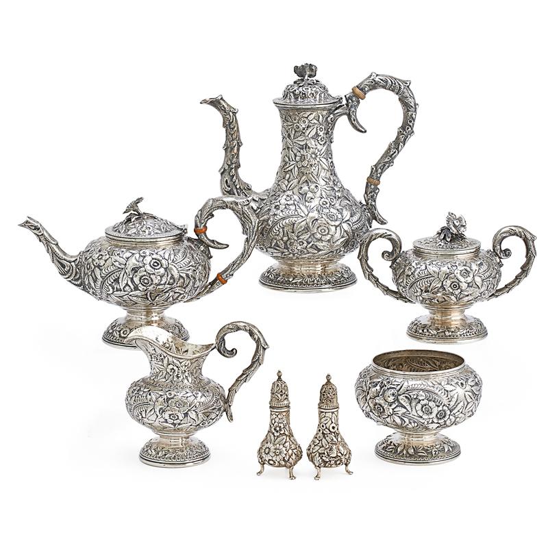 Appraisal: S KIRK SON STERLING TEA AND COFFEE SERVICE Five bulbous