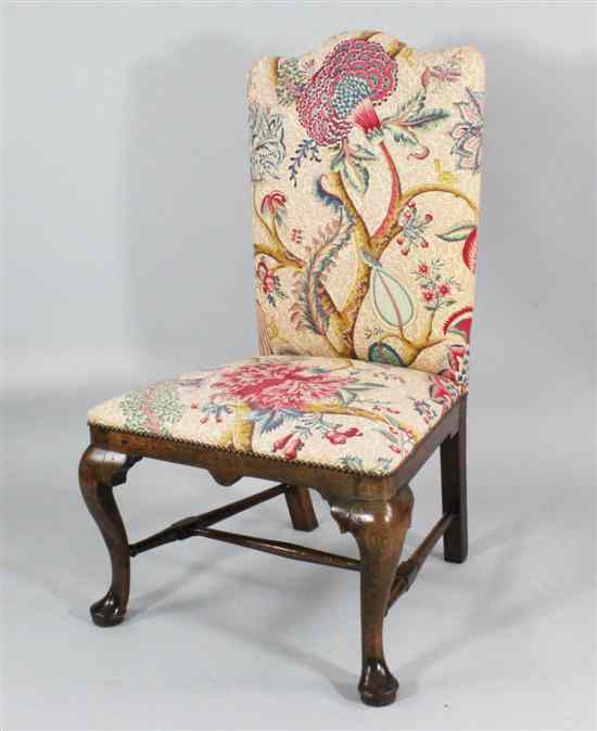 Appraisal: A George I walnut and upholstered chair c the arched