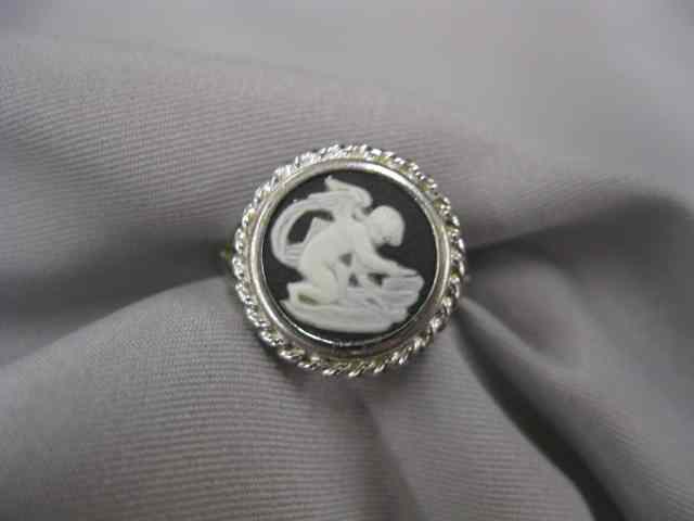 Appraisal: Wedgwood Jasperware Ring black with cherub in sterling silver