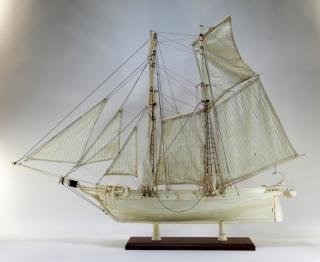 Appraisal: FINE Scrimshaw Model of a Schooner Sailboat RHODE ISLAND TH