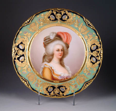 Appraisal: ROYAL VIENNA PORTRAIT PLATE OF MARIE ANTOINETTE SIGNED WAGNER Lady