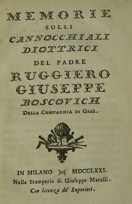 Appraisal: Boscovich Ruggiero Giuseppe Memorie sulli cannocchiali diottrici Milan Giuseppe Marelli