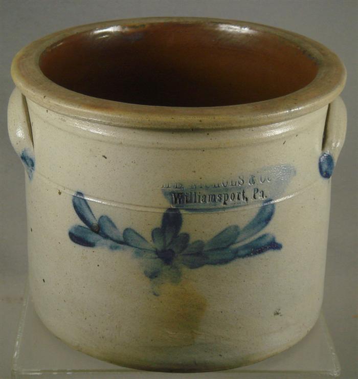 Appraisal: gallon stoneware crock Nichols Co Williamsport PA tall Estimate -