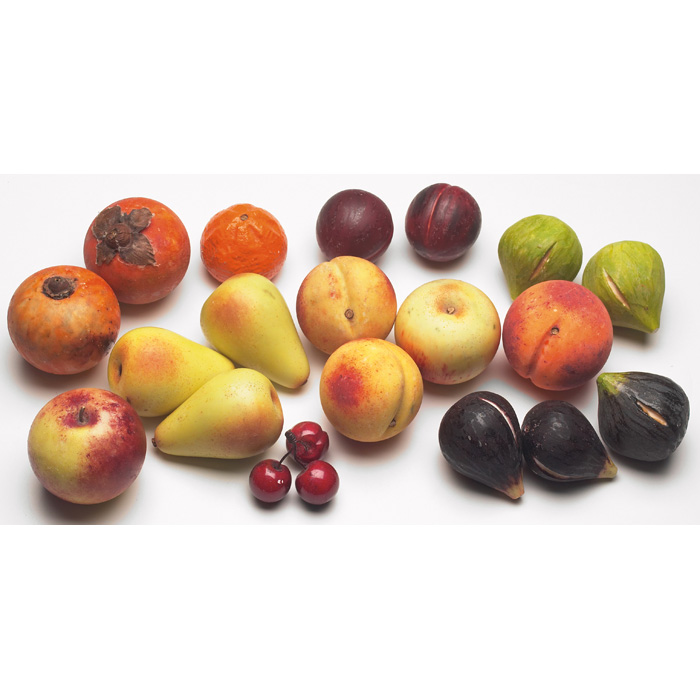 Appraisal: Marbled fruits lot of sixteen assorted fruits largest h