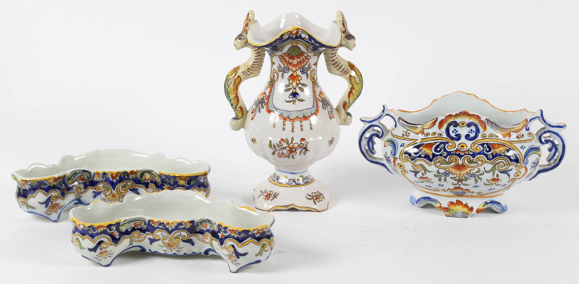 Appraisal: Pair of Dinan faience bowls and two vases Undernumber