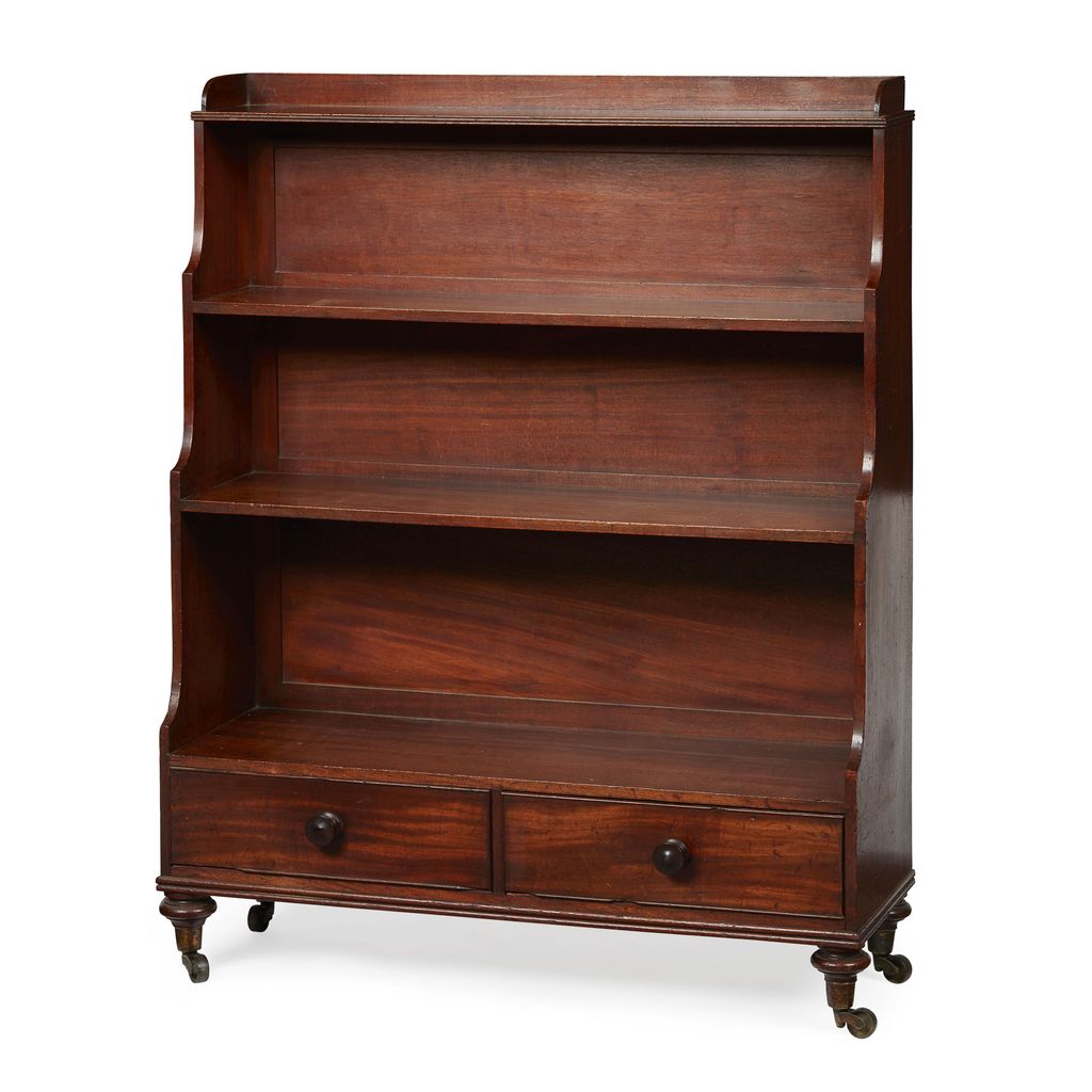 Appraisal: WILLIAM IV MAHOGANY WATERFALL BOOKCASE CIRCA with three graduated shelves